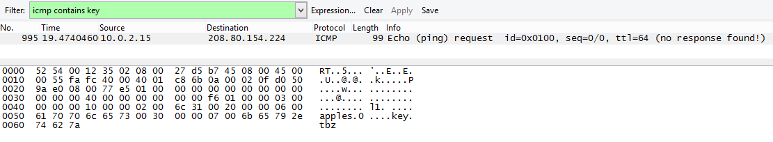 icmp contains key filter saved half aday