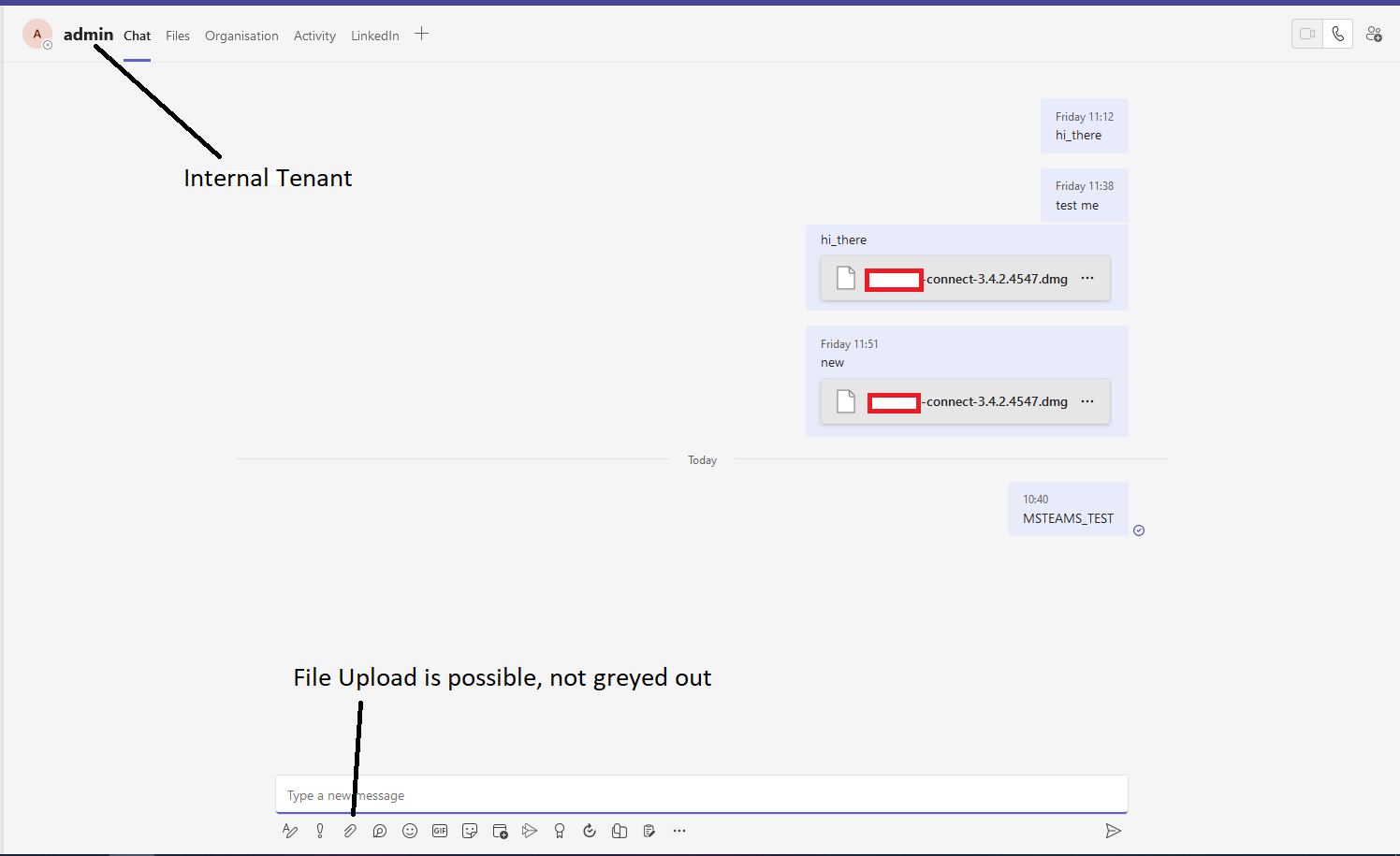 Messaging a member of the same organisation 