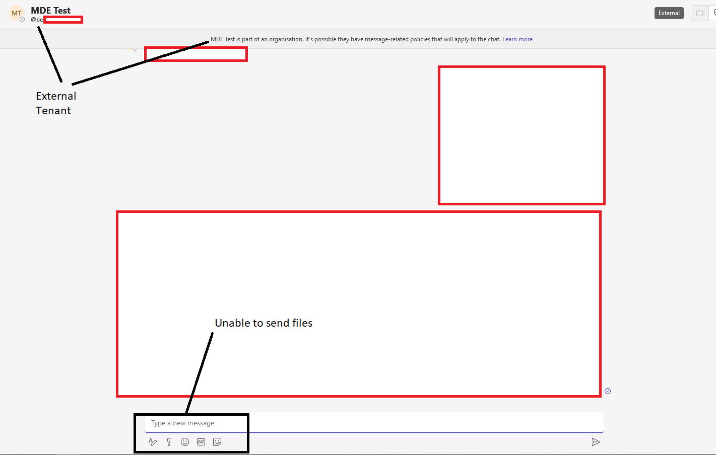 Restrictions when messaging someone in a different organisation